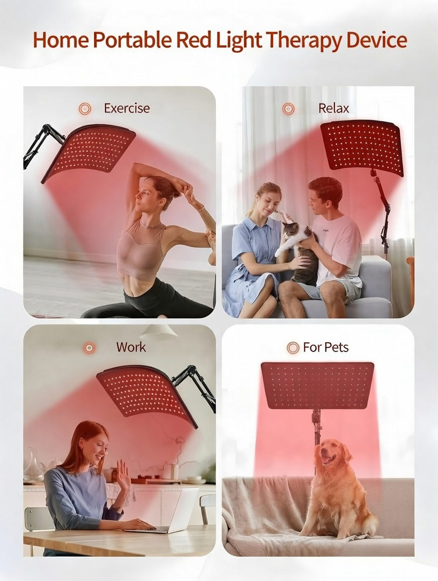 Cross-Border New Model 120Led Red Light Therapy Lamp 2-in-1 Detachable 360-Degree Red Light Waist Protection Home Infrared Lamp